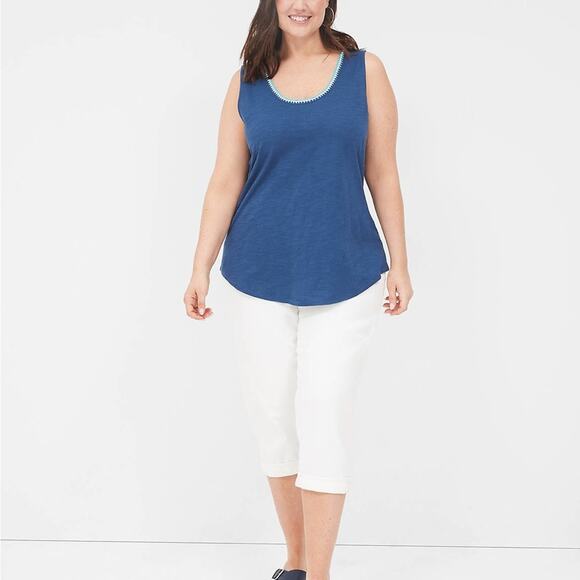 Lane Bryant Womens tank top crocheted neck line coastal layering piece plus size - Picture 3 of 12